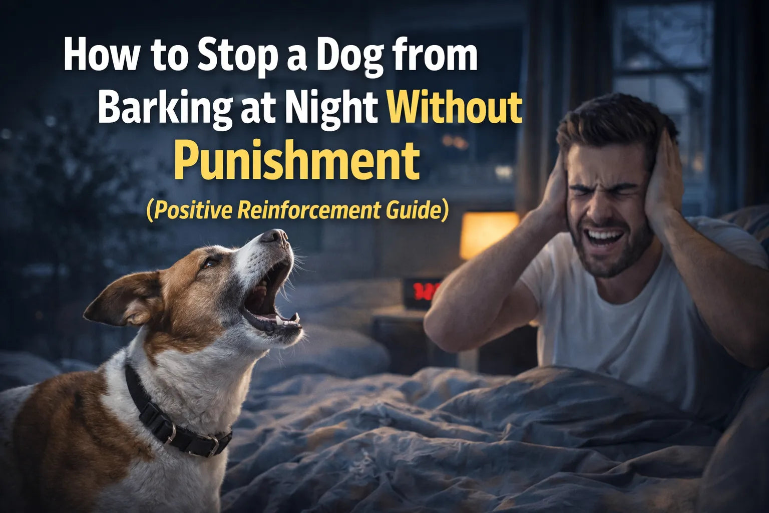 How to stop a dog from barking at night without punishment (positive reinforcement guide}